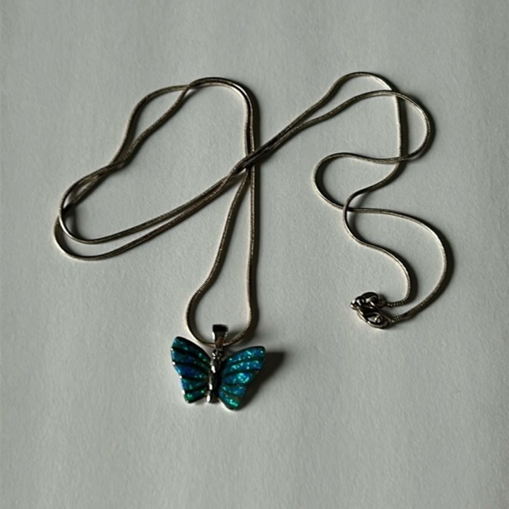 Sterling Silver 925 butterfly necklace charm and chain